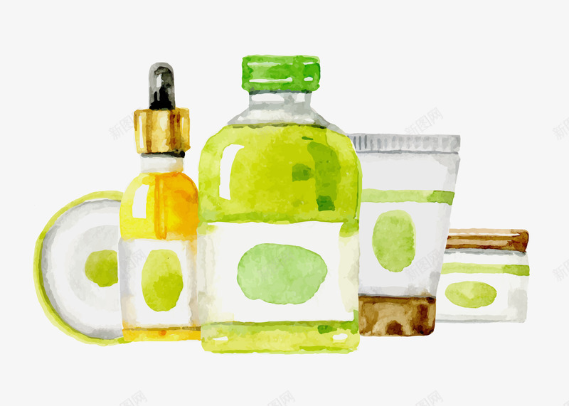 水彩颜料化妆品png免抠素材_88icon https://88icon.com 保养 免抠PNG 女性 打扮 护肤品 水彩化妆品 洗护 精油 美容