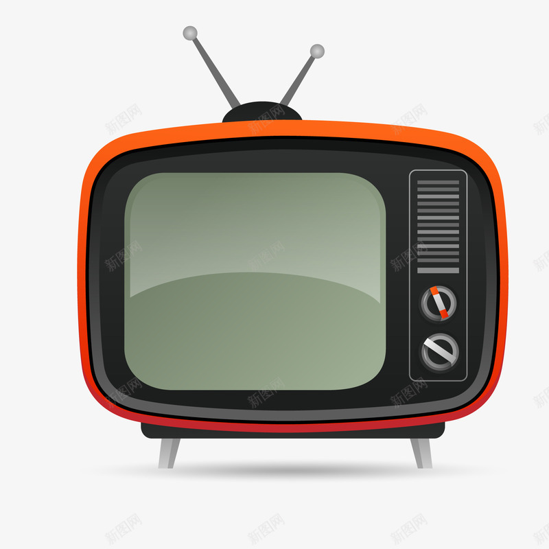 卡通红色老式电视机矢量图ai免抠素材_88icon https://88icon.com 八十年代 复古 家电 怀旧 电视机 红色 矢量图