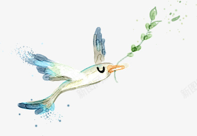 手绘梦幻飞鸟植物造型png免抠素材_88icon https://88icon.com 梦幻 植物 造型 飞鸟