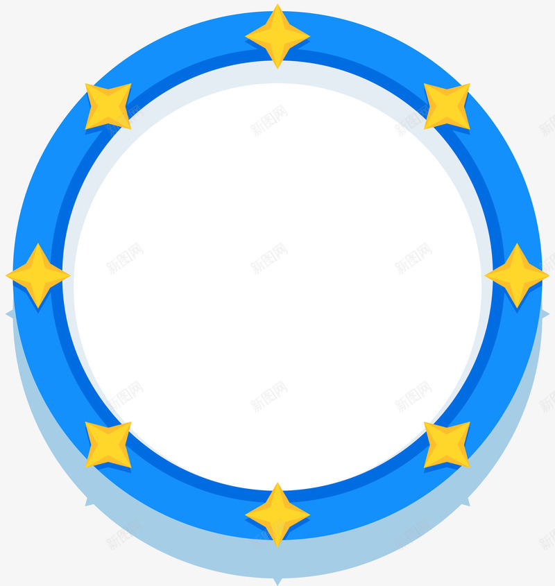 蓝色圆圈卡通风格边框矢量图ai免抠素材_88icon https://88icon.com 卡通边框 时尚边框 时髦的边框 时髦边框 矢量边框 蓝色圆圈 边框 矢量图