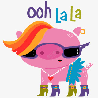 卡通粉色朋克小猪png免抠素材_88icon https://88icon.com 创意插画设计 卡通贺卡封面 手绘插画