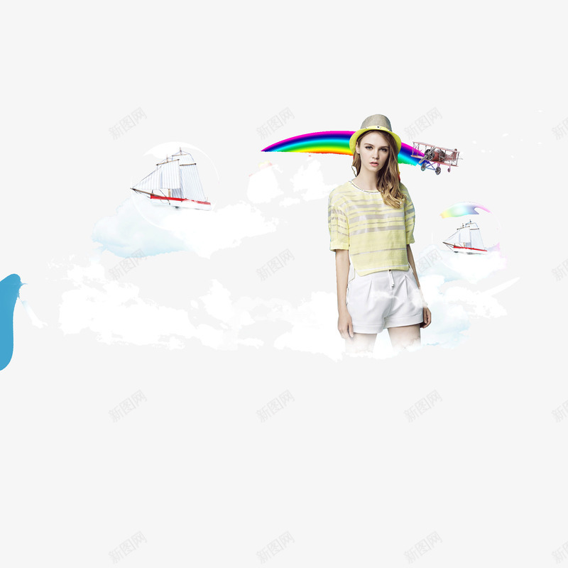彩虹云朵天空美女服装png免抠素材_88icon https://88icon.com 云朵 天空 彩虹 服装 美女 背景装饰图案 船