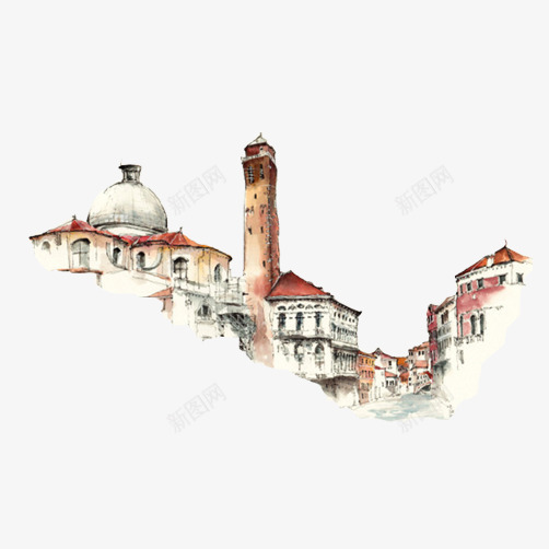 梦幻般的建筑物作品水彩画png免抠素材_88icon https://88icon.com 希腊建筑 建筑 梦幻美丽 水彩画
