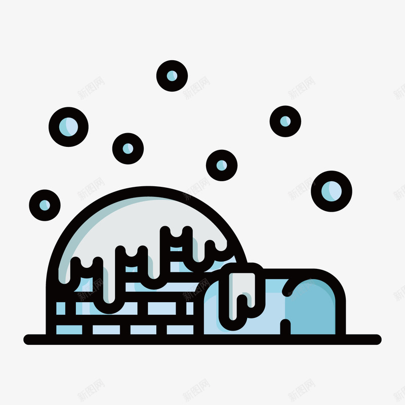 蓝色手绘下雪冰屋元素矢量图ai免抠素材_88icon https://88icon.com 下雪 冰屋 几何 创意 卡通插画 圆点 寒冷 扁平化 手绘 蓝色 矢量图