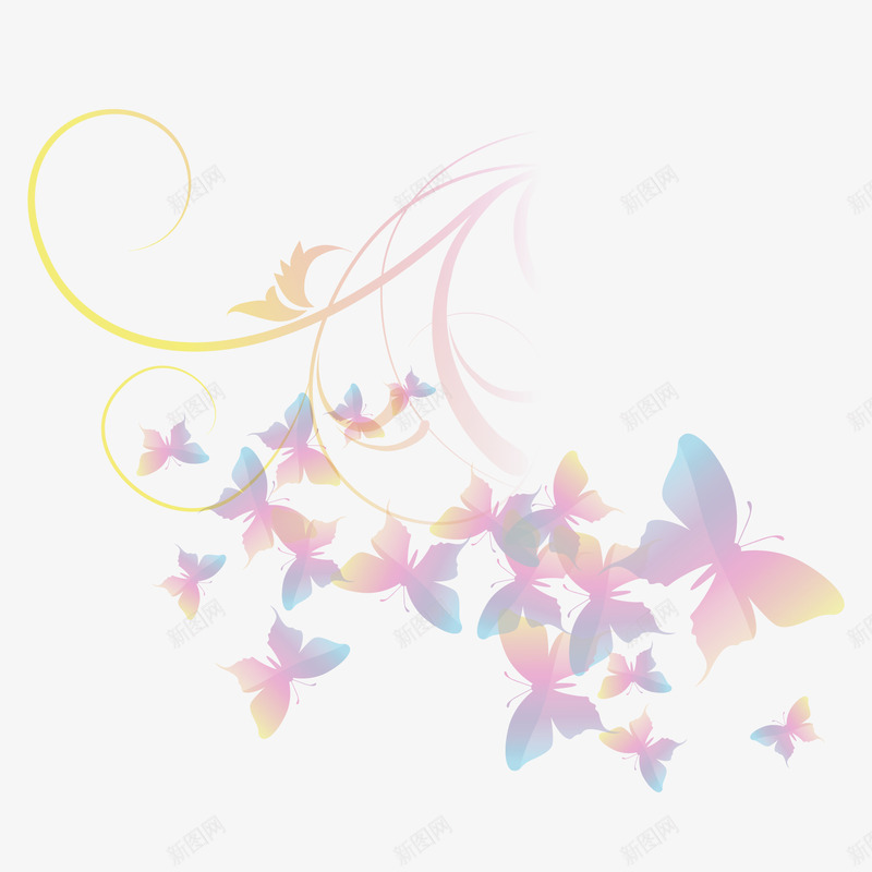 梦幻彩色蝴蝶图案矢量图ai免抠素材_88icon https://88icon.com 图案 彩色蝴蝶 梦幻 矢量图
