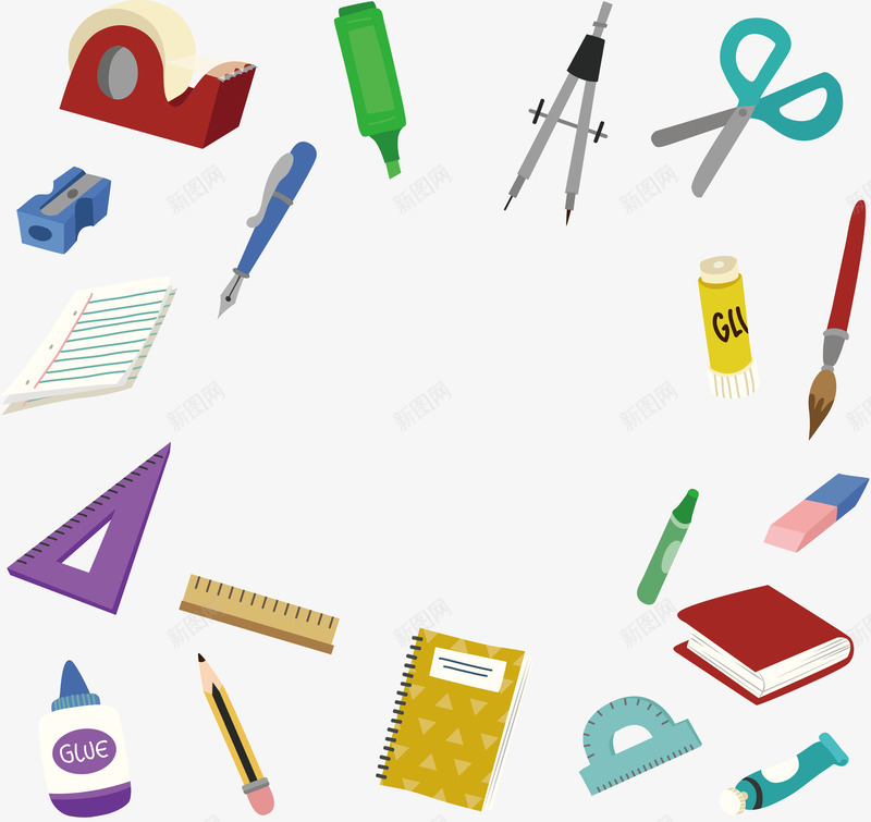 文化用品花纹png免抠素材_88icon https://88icon.com 三角尺 文具 文化用品 矢量png 转笔刀 铅笔
