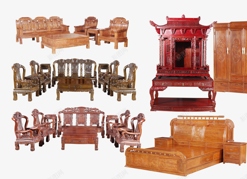 红木家具png免抠素材_88icon https://88icon.com 中式家具 产品实物图 实木家具 家具 家具素材 棕色家具