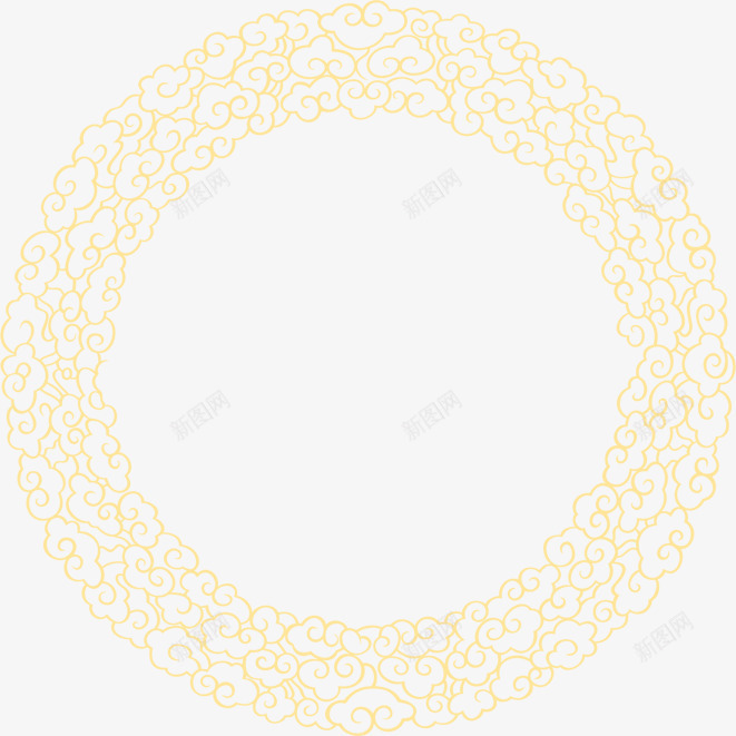 手绘黄色中式花纹圆形png免抠素材_88icon https://88icon.com 中式 圆形 花纹 黄色