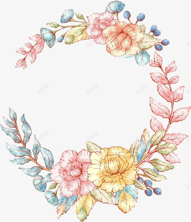 手绘卡通花草花环png免抠素材_88icon https://88icon.com 包装设计 小清新包装 布料印花 植物花卉 花朵 花朵装饰 花环 花草设计 贺卡设计