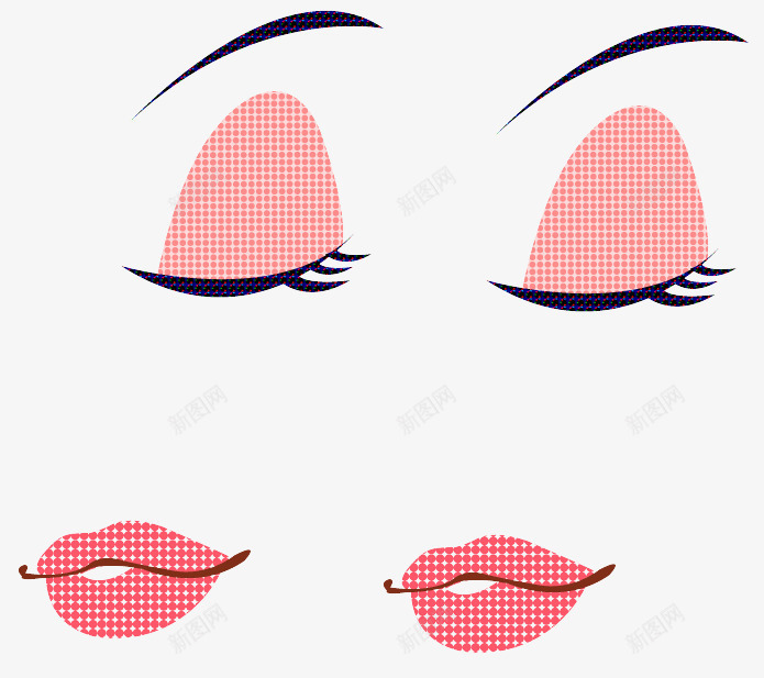 卡通美女眼与唇png免抠素材_88icon https://88icon.com 卡通美女 唇 彩妆 眼 眼与唇 矢量素材 矢量美女 红唇