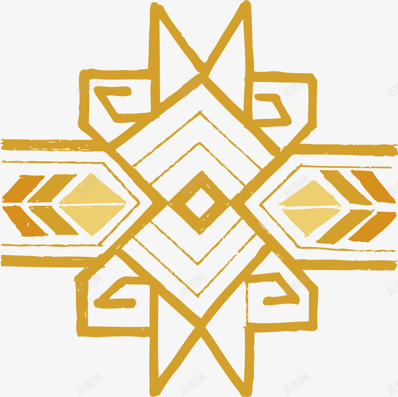 黄色民族风花纹png免抠素材_88icon https://88icon.com 复古标志 徽章 民族风 清新标志 装饰图案 高级卡片 黄色花纹