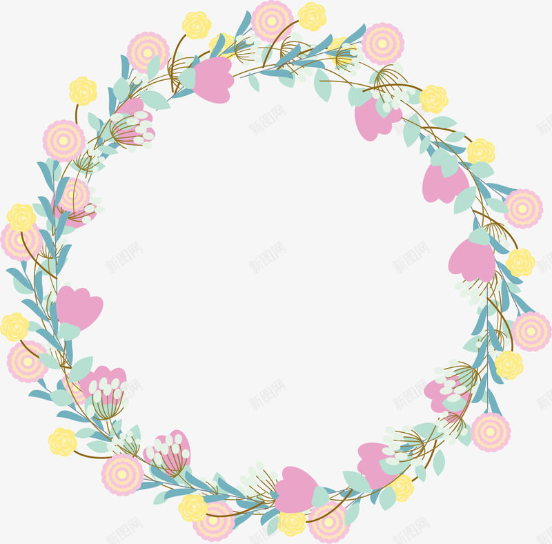 浪漫野花花环png免抠素材_88icon https://88icon.com 小清新 浪漫花环 矢量素材 花朵花环 花环标题框