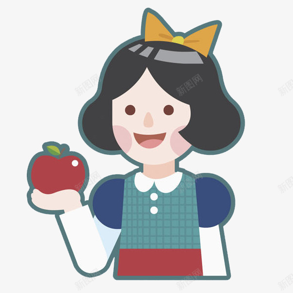 拿着红苹果的女孩png免抠素材_88icon https://88icon.com 卡通 女孩 微笑的 手绘 漂亮的 红苹果 蝴蝶结