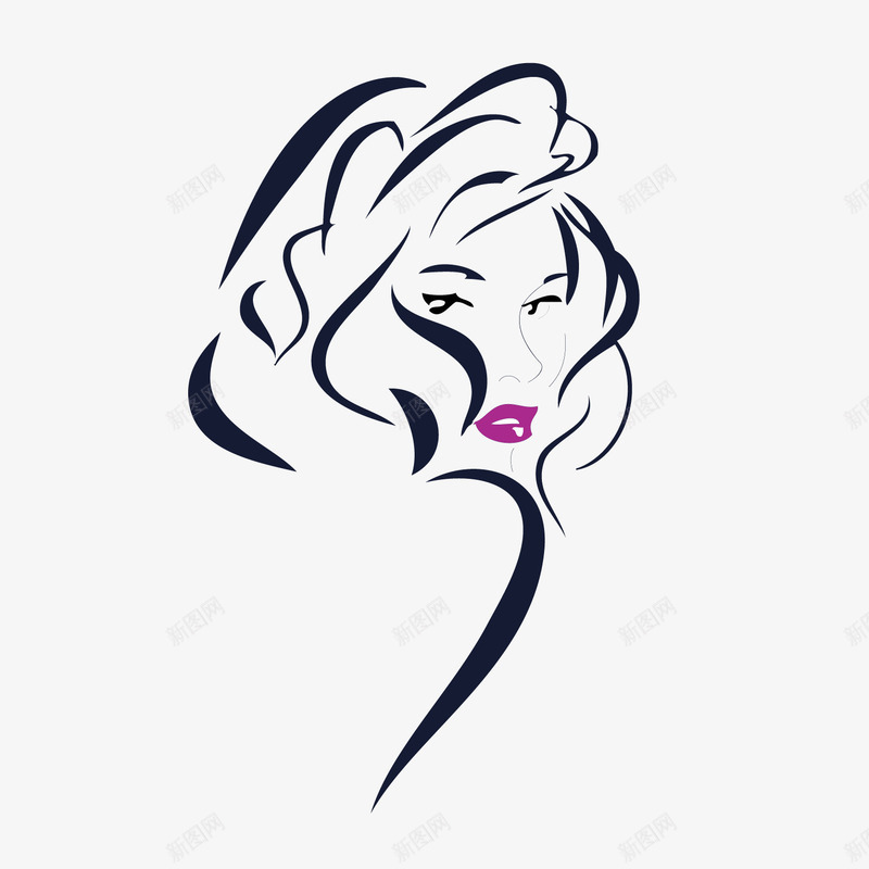 黑色纹绣勾勒美女头像png免抠素材_88icon https://88icon.com 勾勒 头像 纹绣 纹绣美女 美女 黑色