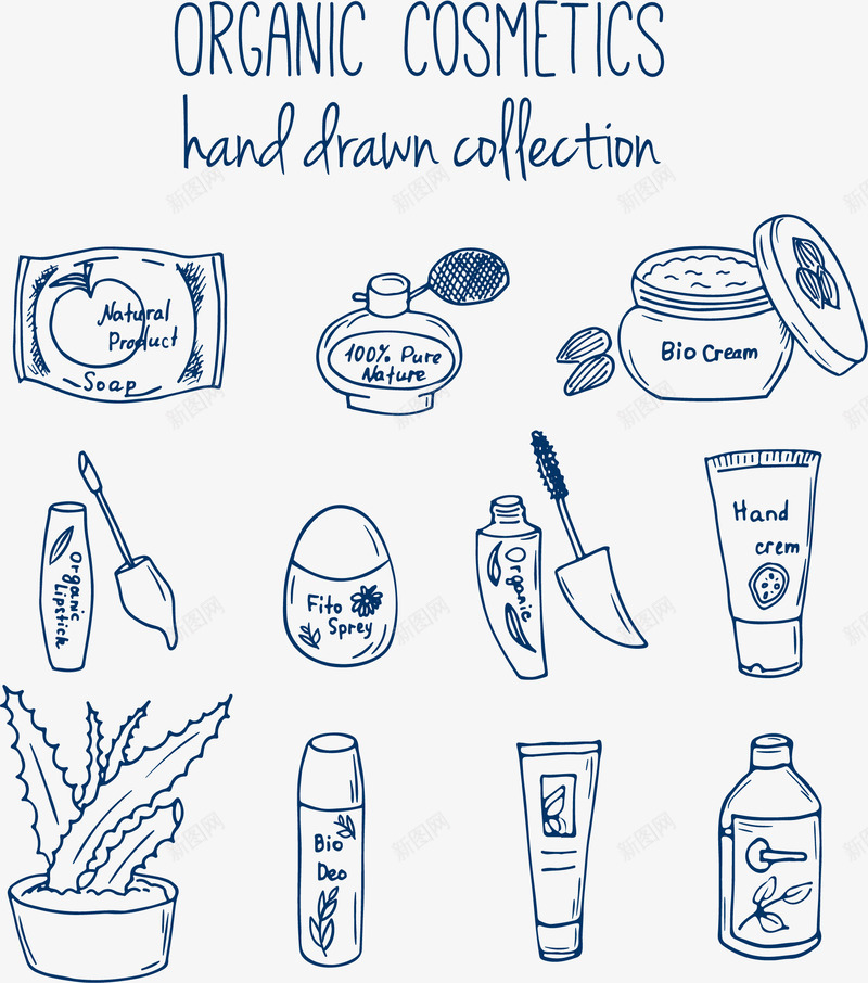 手绘彩妆有机用品矢量图eps免抠素材_88icon https://88icon.com 产品对比 彩妆 手绘 有机 睫毛膏 纯植物 矢量图