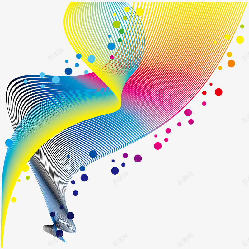 曲线和圆点装饰图案矢量图ai免抠素材_88icon https://88icon.com 圆点 彩色装饰图案 曲线 点线面 装饰图案 矢量图
