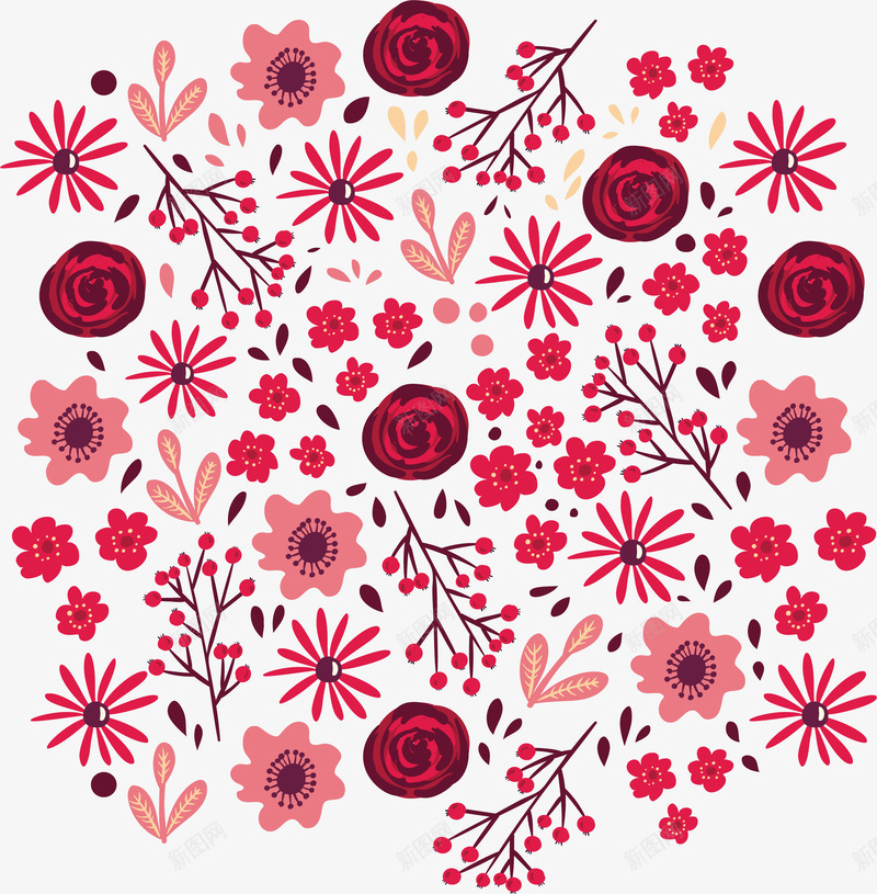 粉红色手绘花纹矢量图eps免抠素材_88icon https://88icon.com 日式花纹 浪漫花纹 矢量png 粉红色 粉红花纹 花朵花纹 矢量图