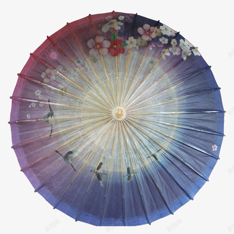 蓝紫渐变色伞png免抠素材_88icon https://88icon.com 中国风 中国风伞 中式 中式伞 伞 古风伞 渐变色伞 蓝紫色伞