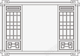 传统古典中式窗png免抠素材_88icon https://88icon.com 中式门窗 传统 古典 手绘 线条图