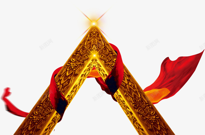 黄色立体金三角丝带png免抠素材_88icon https://88icon.com 丝带 立体 金三角 黄色