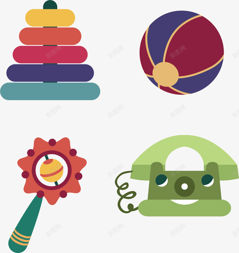 卡通玩具png免抠素材_88icon https://88icon.com 拨浪鼓 效果图 玩具 电话 皮球 矢量素材 艺术 设计