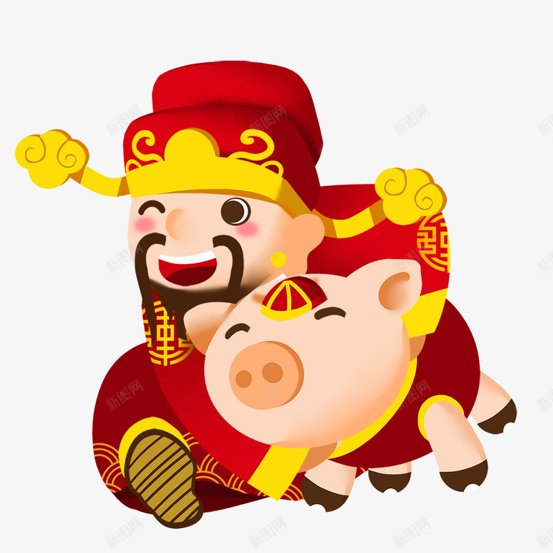 手绘卡通喜庆财神背景元素psd免抠素材_88icon https://88icon.com 2019年 卡通 可爱 喜庆 新衣 猪年 财神
