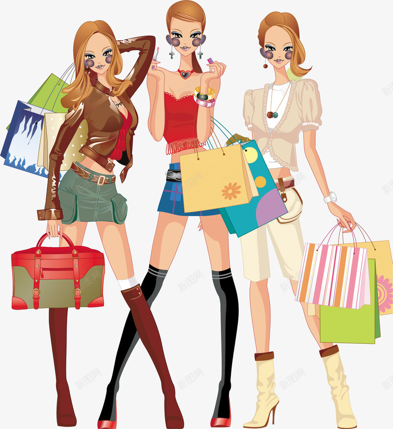 卡通手绘购物美女png免抠素材_88icon https://88icon.com 卡通 美女 购物