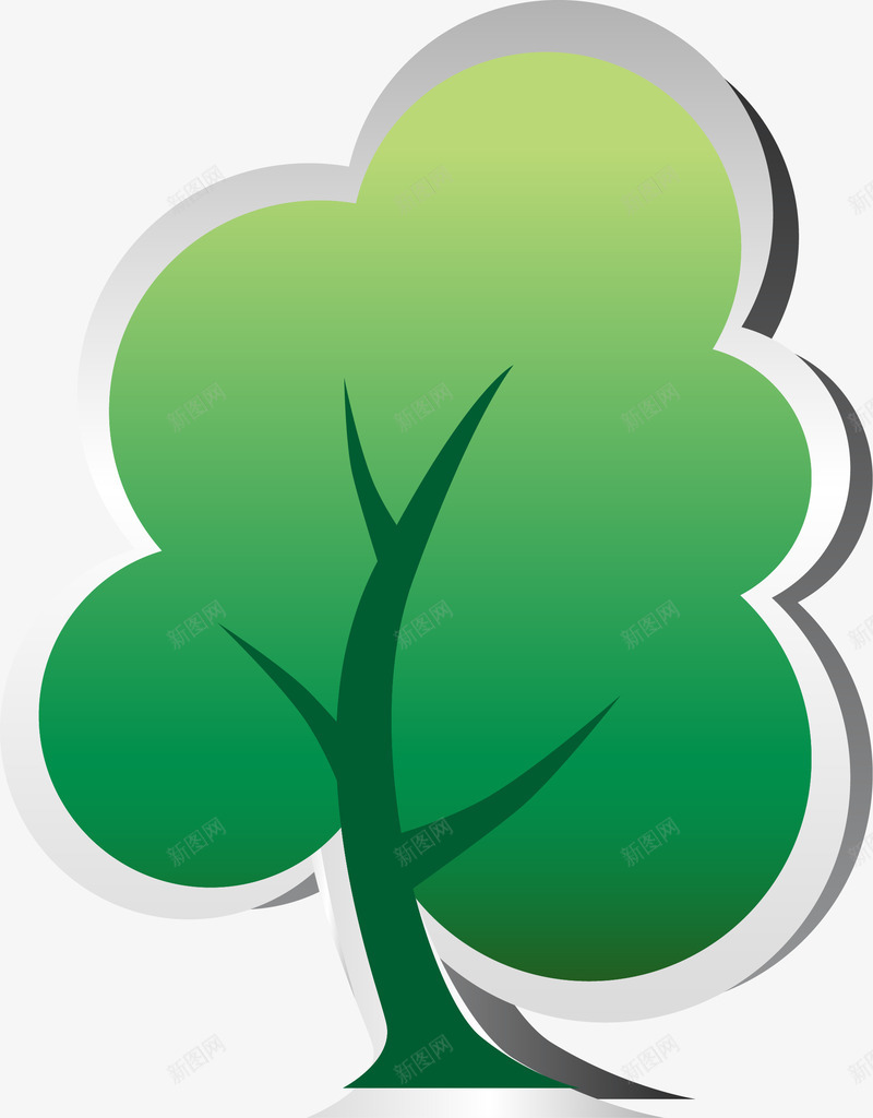 绿色扁平大树装饰png免抠素材_88icon https://88icon.com 免抠图 卡通树 大树 小树 效果图 树木 植物