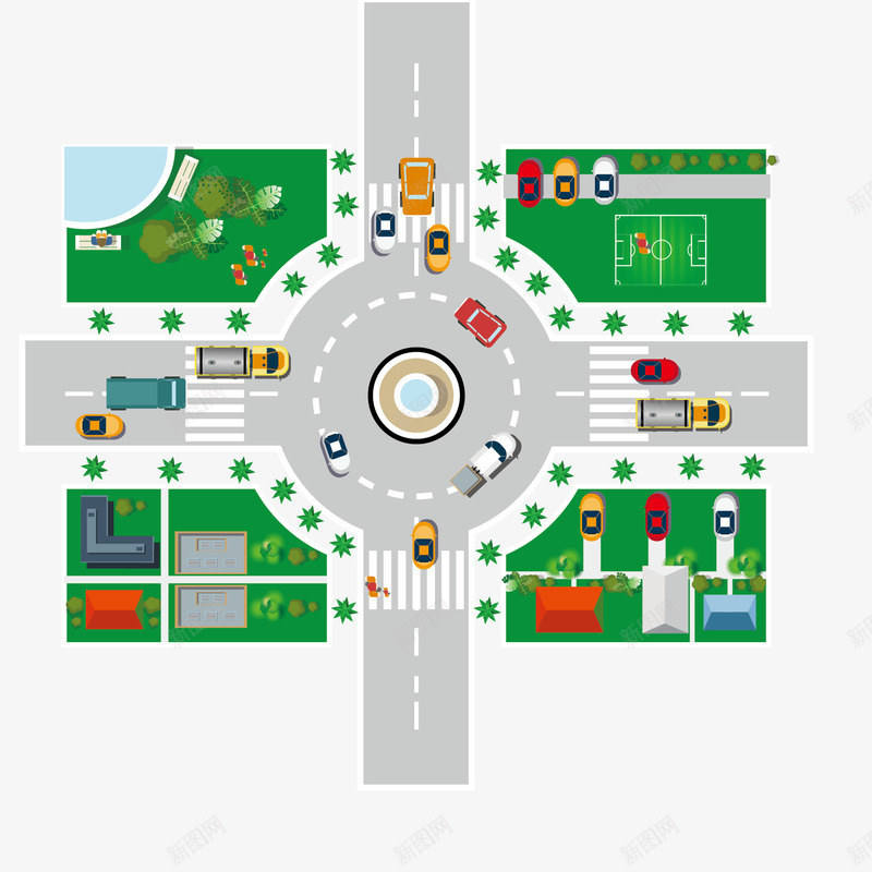 城市俯视图png免抠素材_88icon https://88icon.com 城市 汽车 路