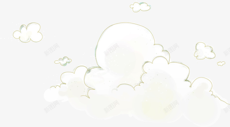 手绘卡通可爱白云png免抠素材_88icon https://88icon.com 卡通 可爱 白云