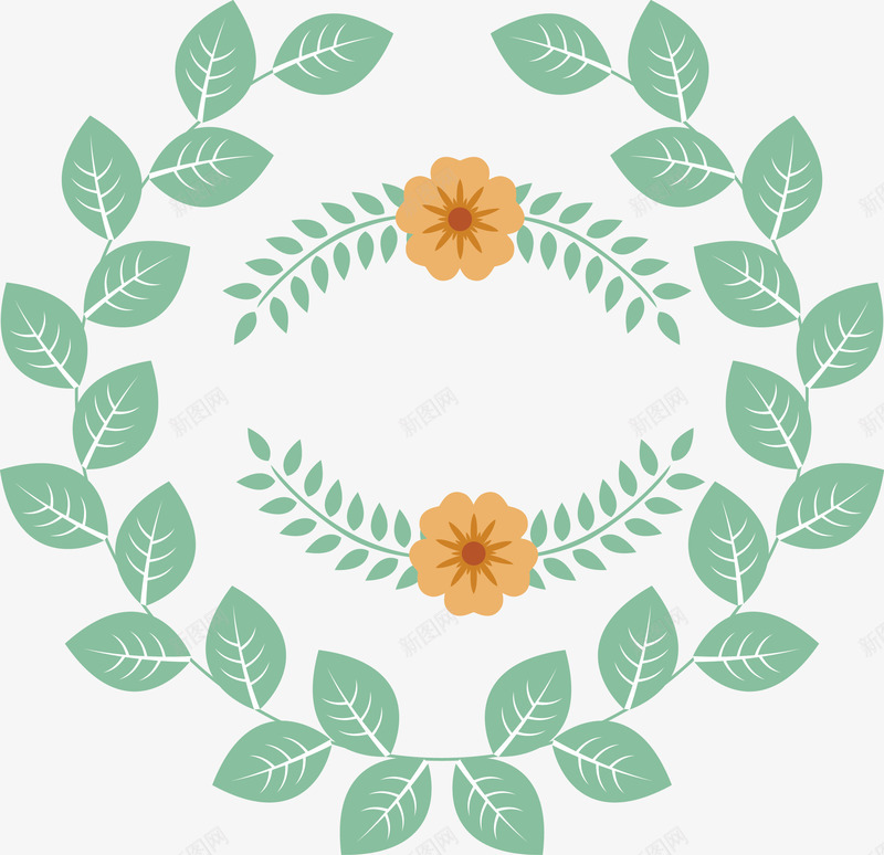 小花环矢量图ai免抠素材_88icon https://88icon.com 奖章元素 小花 小花免扣素材 矢量树叶 花环 花纹 装饰素材 矢量图