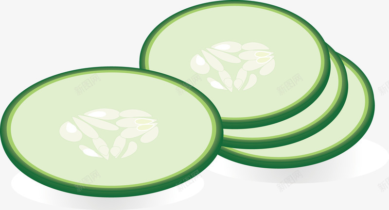 黄瓜片矢量图ai免抠素材_88icon https://88icon.com 绿色食品 美容 蔬菜 矢量图