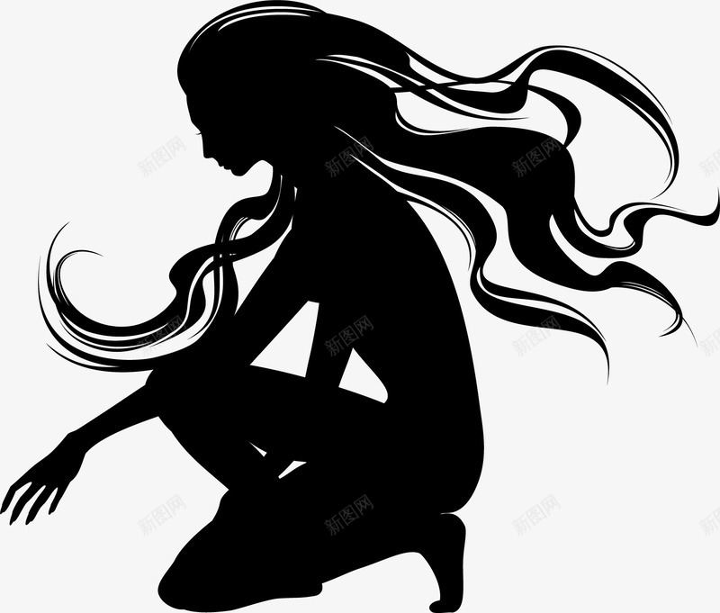 母亲节女性剪影1png免抠素材_88icon https://88icon.com 剪影画 女性 母亲节 矢量人物 长发美女