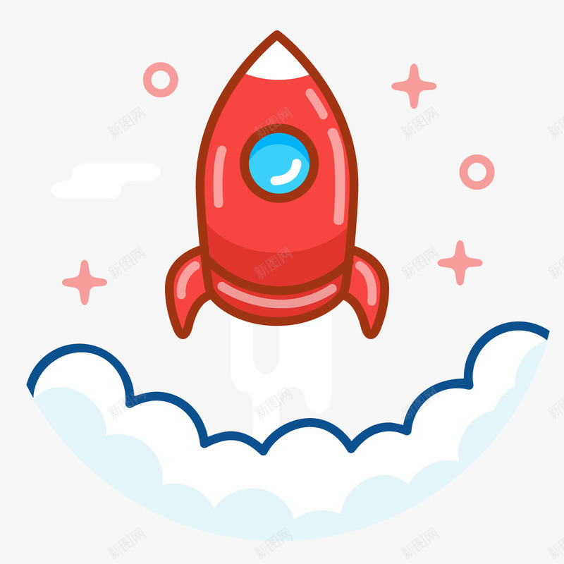 红色手绘火箭元素矢量图ai免抠素材_88icon https://88icon.com 云朵 卡通插画 扁平化 手绘 火箭 红色 矢量图
