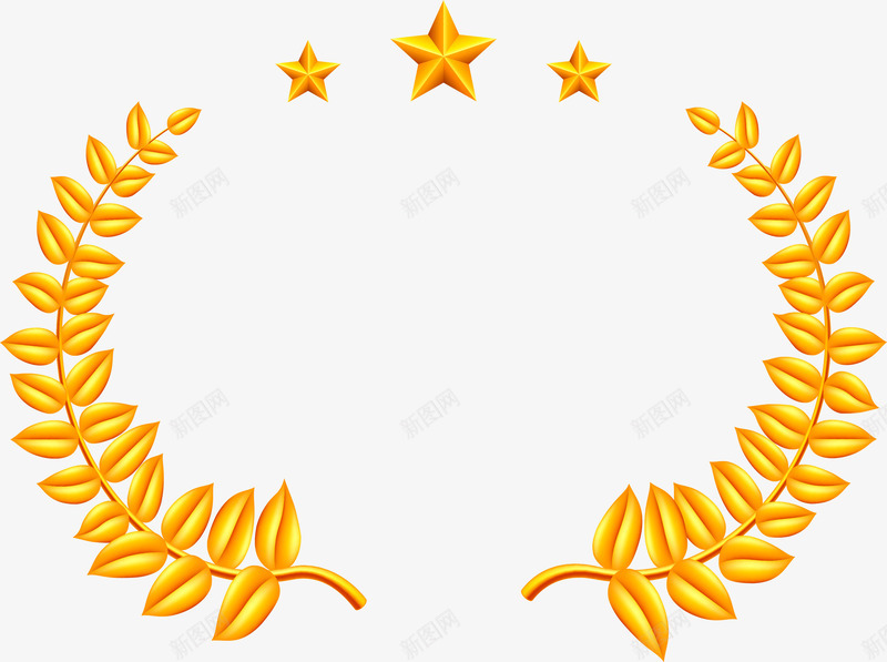 金色星星植物勋章png免抠素材_88icon https://88icon.com 五角星 星星 枝条 树枝 植物 装饰图案 金色勋章