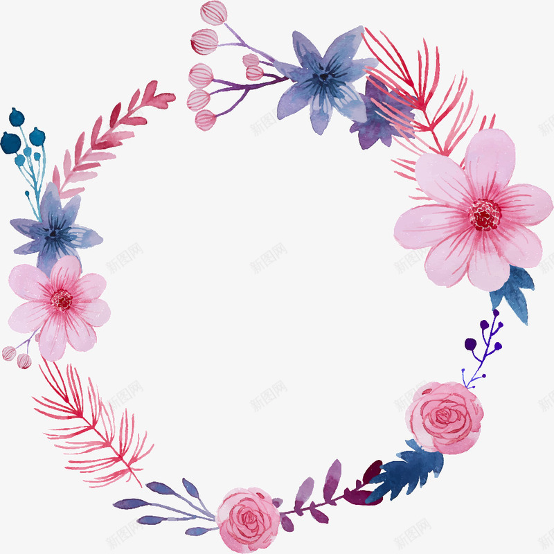 卡通手绘粉色花环png免抠素材_88icon https://88icon.com 卡通手绘 粉色 花环