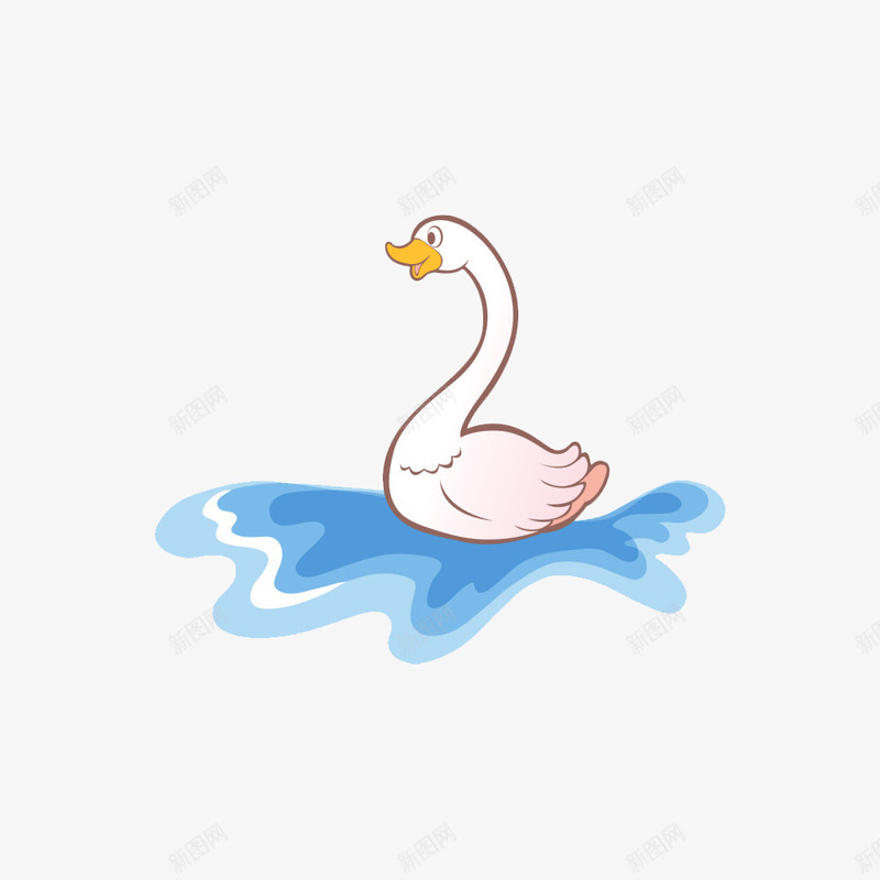 戏水的大白鹅卡通png免抠素材_88icon https://88icon.com 动物 卡通 大白鹅 戏水
