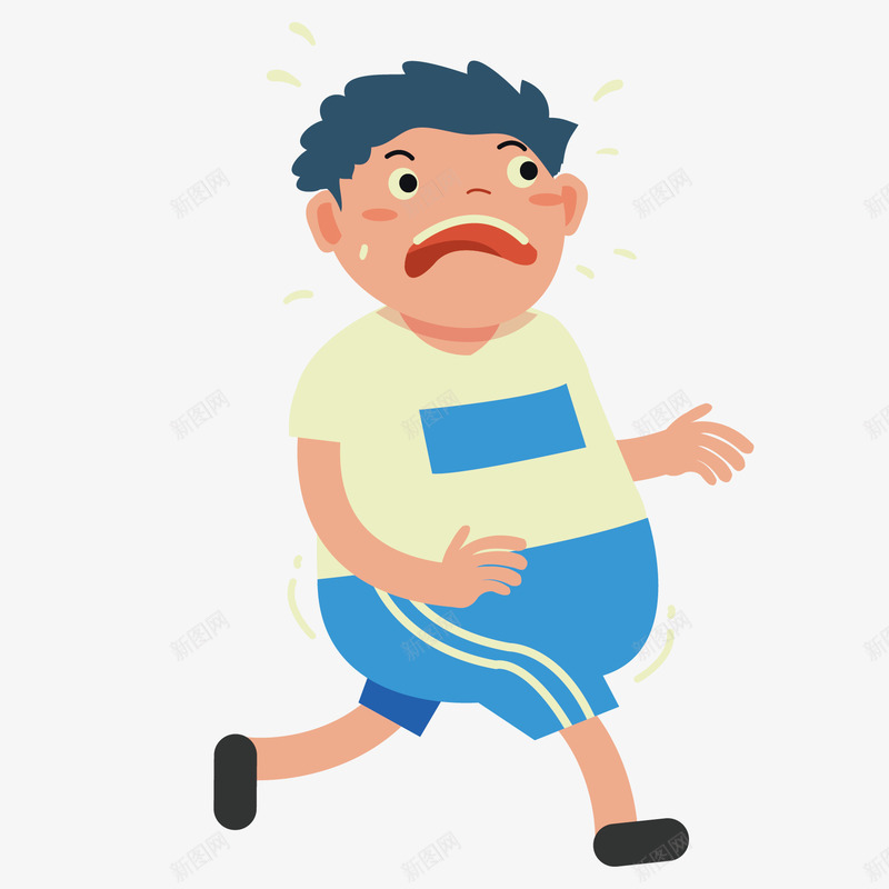 跑步的卡通人物矢量图eps免抠素材_88icon https://88icon.com 人物 卡通 汗水 胖子 蓝色 跑步 运动 矢量图