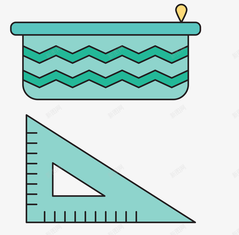 笔袋三角尺png免抠素材_88icon https://88icon.com 三角尺 卡通 笔袋 蓝色