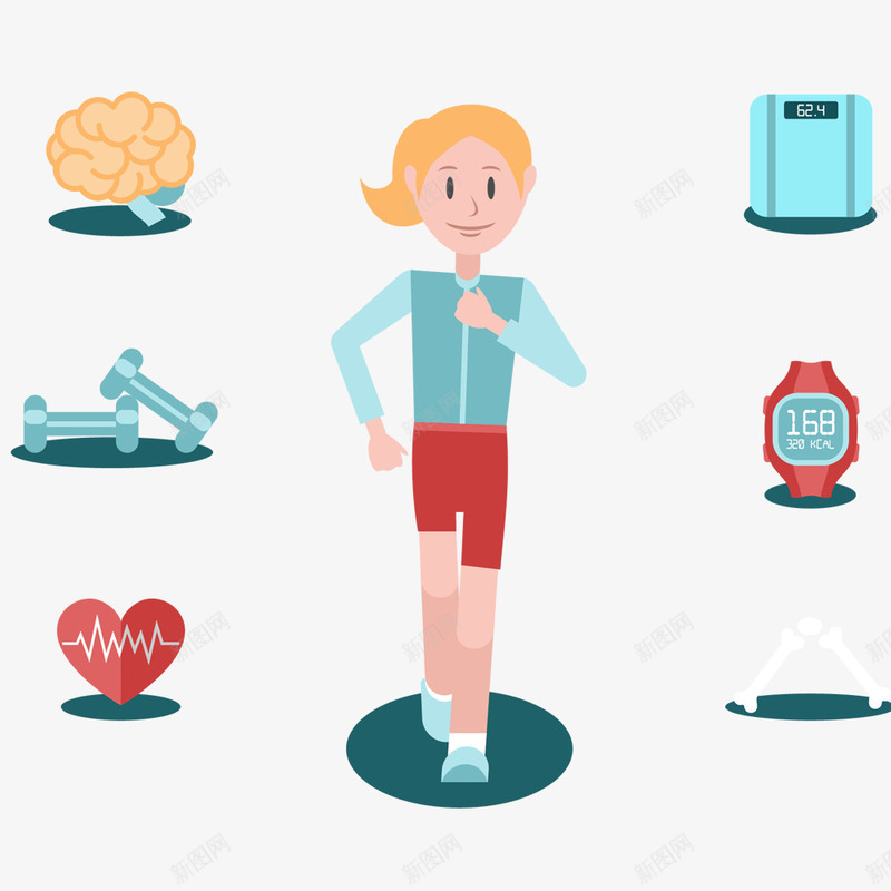 快乐的跑步健康女孩png免抠素材_88icon https://88icon.com 人物 卡通 运动