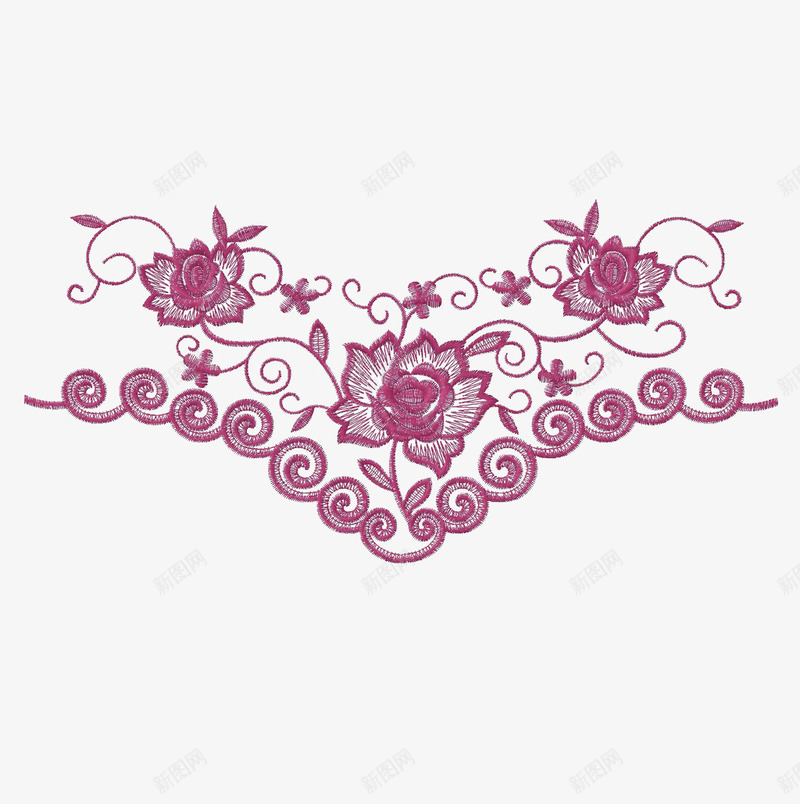 绣花图案矢量图ai免抠素材_88icon https://88icon.com 服装家纺 植物 绣花 花卉 矢量图