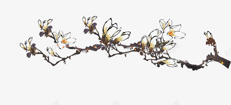 手绘花纹梅花png免抠素材_88icon https://88icon.com 手绘 手绘梅花 手绘花卉 手绘花朵 水墨画花卉