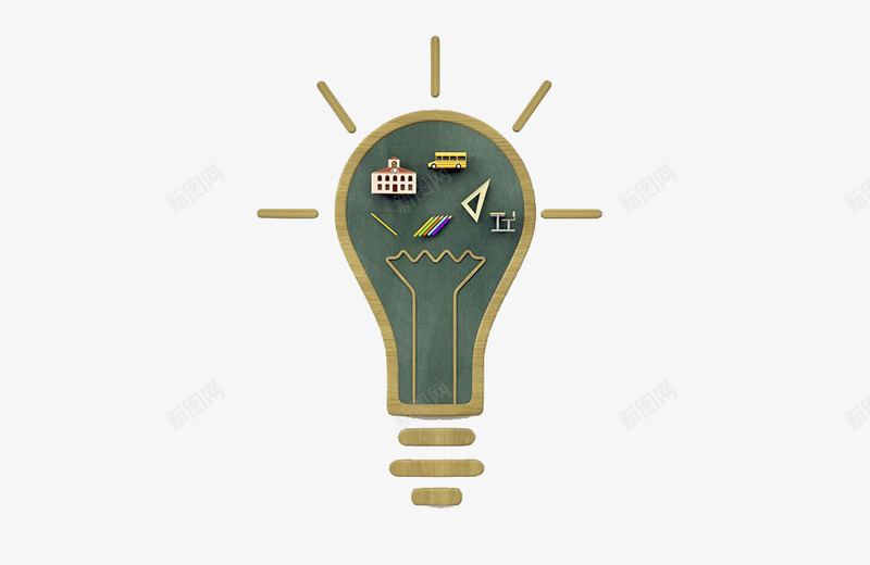 创意灯泡png免抠素材_88icon https://88icon.com 三角板 创意灯泡 学习 学校 彩笔 教学楼 教育 校车 桌子 茶几 铅笔 黑板