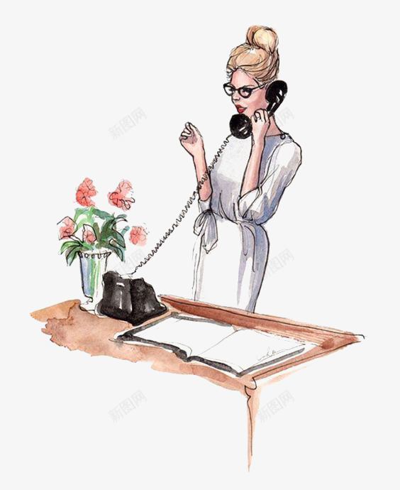 打电话的女人png免抠素材_88icon https://88icon.com 卡通 女人 手绘 打电话 插画 欧美