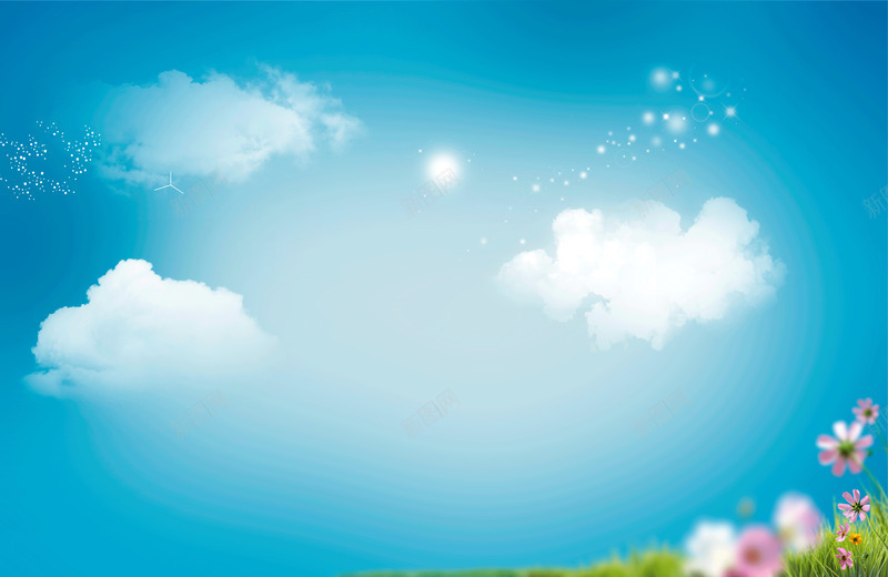 蓝色天空背景png免抠素材_88icon https://88icon.com 白云 花 蓝色 蓝色天空