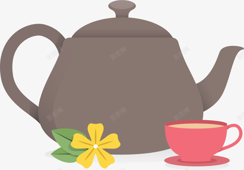 美容院美容花茶茶壶矢量图ai免抠素材_88icon https://88icon.com 矢量png 美容养生 美容花茶 美容院 花茶茶壶 茶壶 矢量图