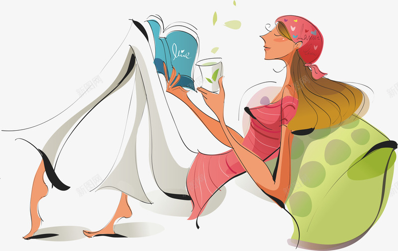 看书的美女矢量图ai免抠素材_88icon https://88icon.com 休闲 枕头 热气 茶 躺着 躺着的人 矢量图
