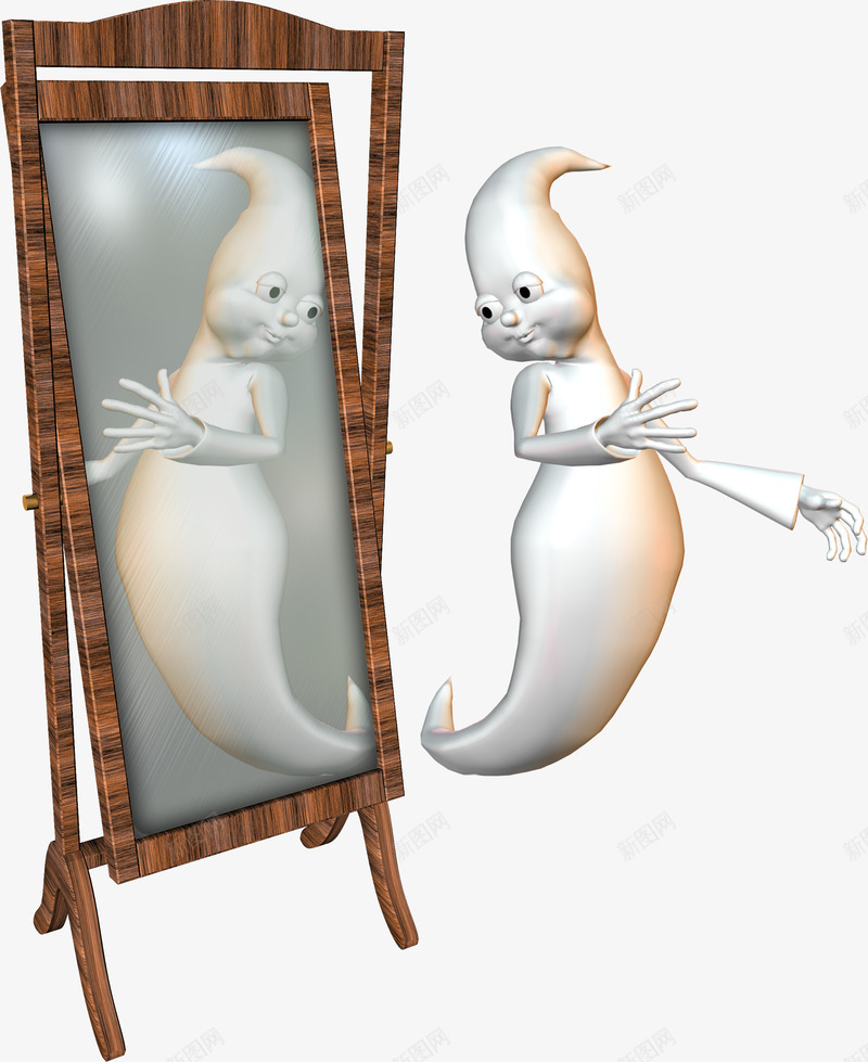 镜中的爱美幽灵png免抠素材_88icon https://88icon.com 云朵 幽灵 照镜 爱美 白色幽灵 镜子