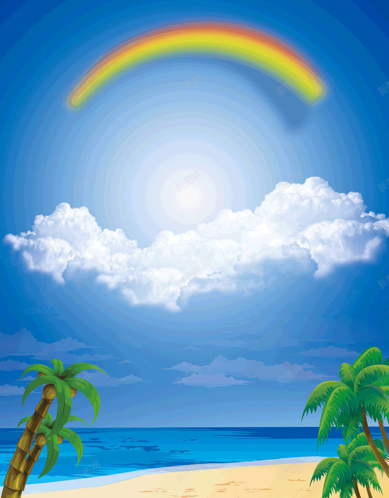 母婴用品促销背景png免抠素材_88icon https://88icon.com 天空 母婴用品促销 沙滩 白云 蓝色