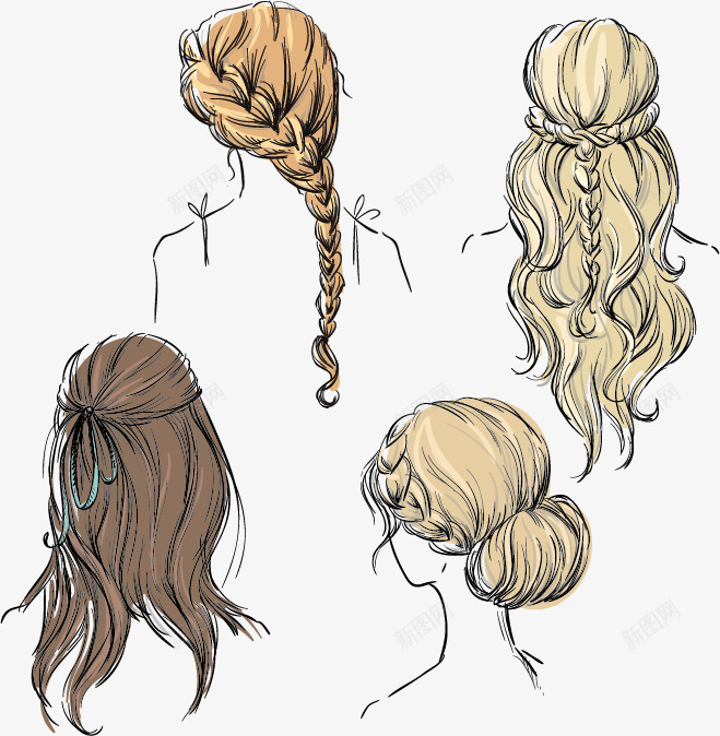 美女发型矢量图ai免抠素材_88icon https://88icon.com 卡通 发型 女性背影 手绘 时尚 流行 矢量图 美女 美妆 背影